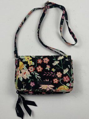 Vera Bradley QuiltedCrossbody RFID Wallet Purse Bag Card Slots Floral Dual Zip